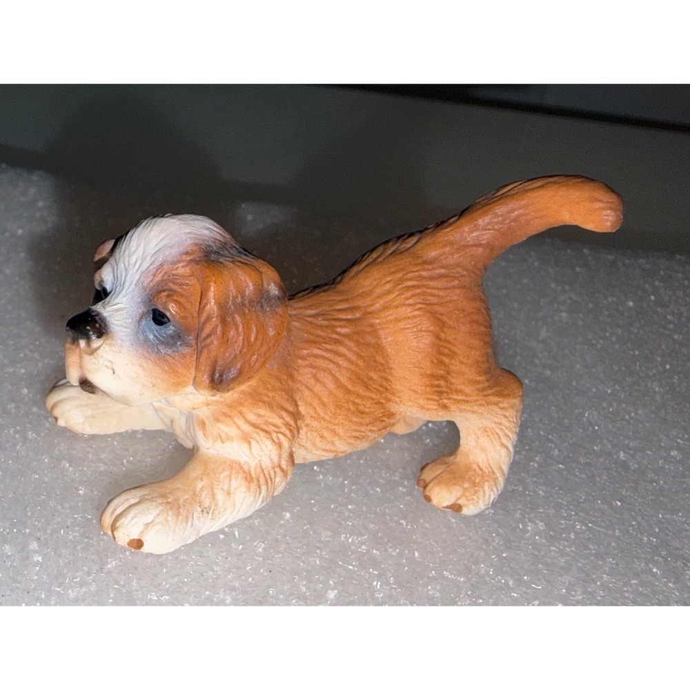 Vintage Schleich Saint Bernard Puppy Figurine - Playful Paws Mini Dog Figure